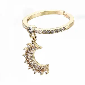 Brass Micro Pave Clear Cubic Zirconia Cuff Rings