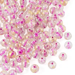 100Pcs Crackle Transparent Glass Beads