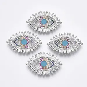 Brass Micro Pave Cubic Zirconia Links Connectors
