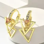 Brass Clear Cubic Zirconia Hoop Earrings