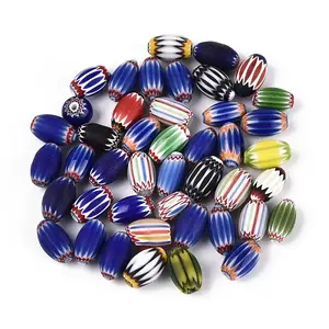 Handmade Millefiori Glass Barrel Beads