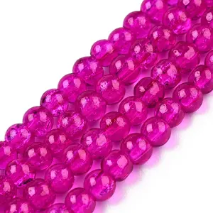 Spray Painted Crackle Glass Beads Strands