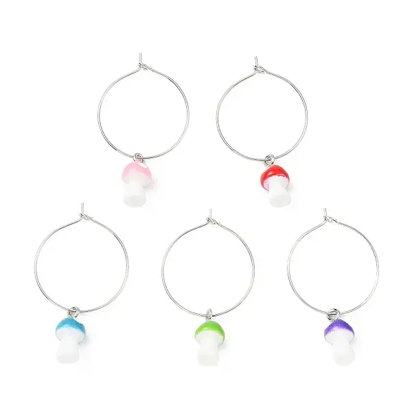Mushroom Resin Wine Glass Charms Decoration