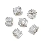 Brass Pave Clear Cubic Zirconia Beads