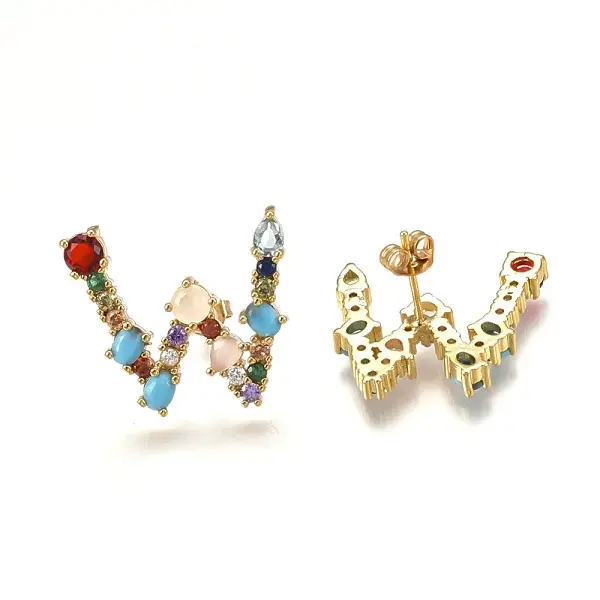 Brass Micro Pave Cubic Zirconia Ear Studs