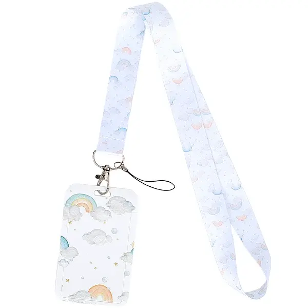 Plastic ID Card Sleeve with Polyester Lanyard Strap