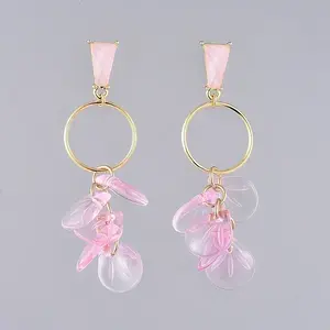 Glass Cluster Beads Dangle Ear Studs
