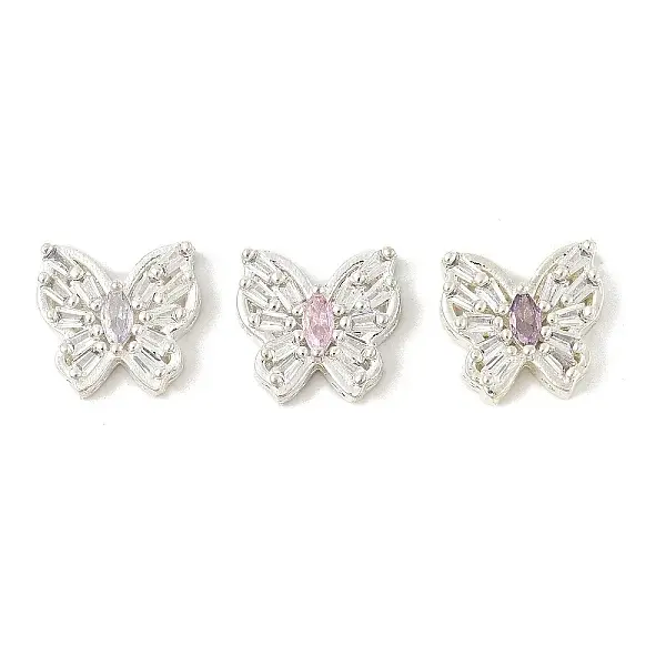 Brass Micro Pave Cubic Zirconia Beads