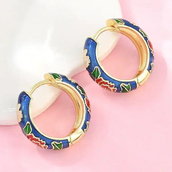 Brass Enamel Hoop Earrings