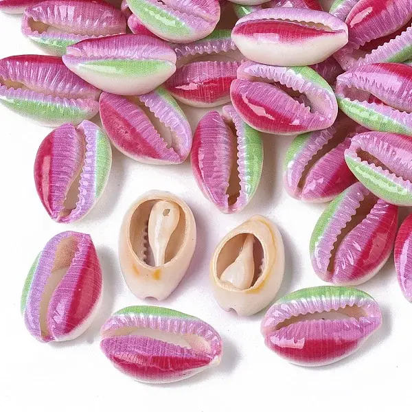 Printed Natural Cowrie Shell Beads