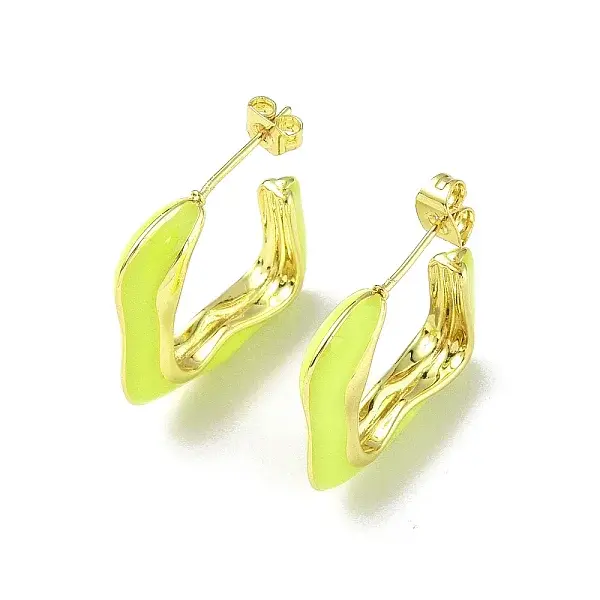 Enamel Twist Square Stud Earrings
