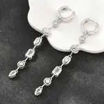 Brass Micro Pave Cubic Zirconia Hoop Dangle Earrings