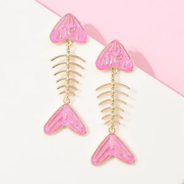Alloy Enamel Dangle Stud Earrings