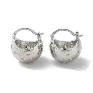 Rack Plating Brass Micro Pave Cubic Zirconia Hoop Earrings