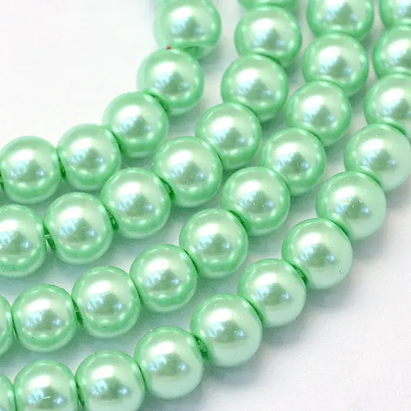 Baking Paint Pearlized Glass Pearl Round Bead Strands