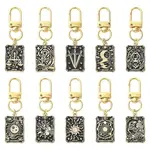 10Pcs 10 Styles Gothic Alloy Enamel Black Tarot Card Pendant Decorations