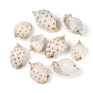 Electroplate Natural Spiral Shell Big Pendants