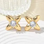 304 Stainless Steel Pave Cubic Zirconia Stud Earrings
