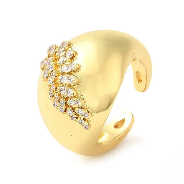 Brass Micro Pave Cubic Zirconia Cuff Rings
