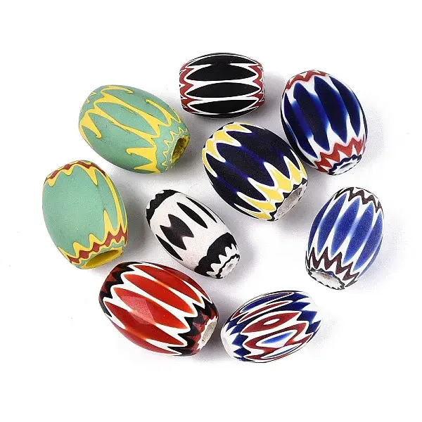 Handmade Millefiori Glass Barrel Beads