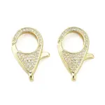 Brass Micro Pave Clear Cubic Zirconia Lobster Claw Clasps