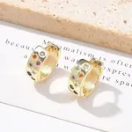 Brass Micro Pave Cubic Zirconia Hoop Earrings