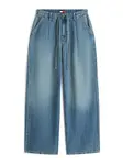 Tommy Jeans Plisované rifle 'Drawstring Loose Wide Leg With'  modrá denim