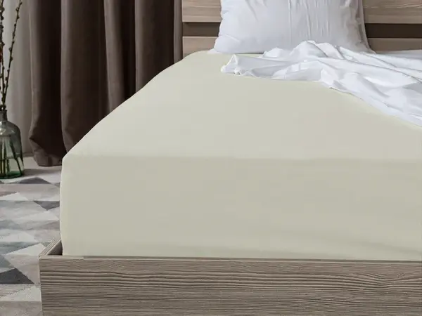 Jersey prostěradlo krémové 180 x 200 cm