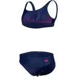 Arena GRAPHIC SWIMSUIT BIKINI TOP Dívčí dvoudílné plavky, tmavě modrá, velikost 6-7Y