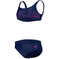 Arena GRAPHIC SWIMSUIT BIKINI TOP Dívčí dvoudílné plavky, tmavě modrá, velikost 6-7Y