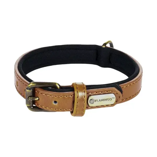 Kožený obojek Flamingo Laybo Cognac | P53459
