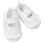 Baby Nellys Kojenecké capáčky/botičky saténové s volánkem,  bílé vel.  68/74, 12,5cm