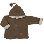 Baby Nellys Pletený  kabátek/bundička s kapucí Star, oboustranný - hnědý, béžový, vel. 62