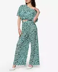 Resti Women's green pleated set with black flowers - Clothing
