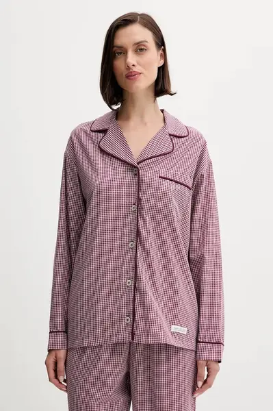 Pyžamová košile United Colors of Benetton dámská, vínová barva, 4MYG3M00D