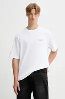 Bavlněné tričko Abercrombie & Fitch pánské, bílá barva, s potiskem, KI123-5091-100