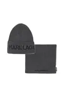 Dětská bavlněná čepice a šála Karl Lagerfeld šedá barva, Z31031