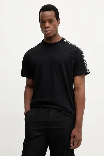 Bavlněné tričko Versace Jeans Couture pánské, černá barva, s potiskem, 79GAHC02 CJ01C