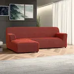 Bielastické potahy COSTINA měděná sedačka s otomanem vlevo (š. 170 - 300 cm)