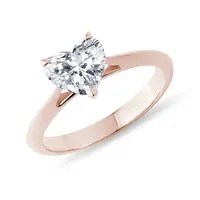 Prsteň srdce z ružového zlata s 1.0ct lab grown diamantom KLENOTA