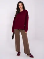 Bordová mikina bez kapucne