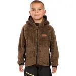KILPI NORKA Chlapecká chlupatá fleecová mikina s kapucí, hnědá, velikost