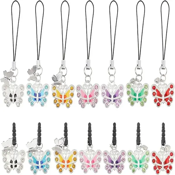 Alloy Enamel Mobile Straps & Mobile Dustproof Plugs