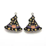 Halloween Theme Witch Hat Alloy Enamel Pendants
