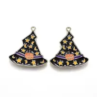 Halloween Theme Witch Hat Alloy Enamel Pendants