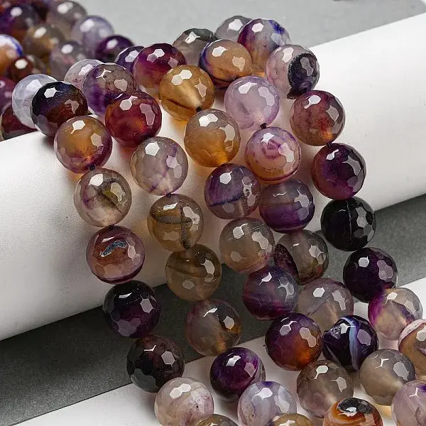 Faceted Natural Banded Agate Beads Strands