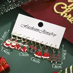 5 Pairs Christmas Theme Alloy Enamel Hoop Earrings