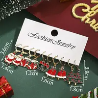 5 Pairs Christmas Theme Alloy Enamel Hoop Earrings