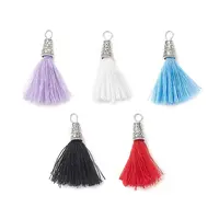 5Pcs 5 Colors Handmade Polycotton(Polyester Cotton) Tassel Pendants