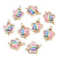 CCB Plastic Frame with Polymer Clay Rainbow Beads Links Connector Charms
